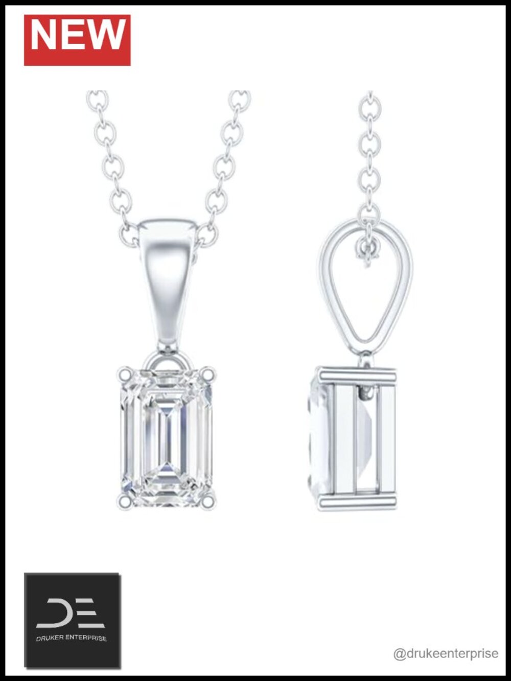 0.7 Carat Lab Grown Diamond Pendant Necklace Sterling Silver 18"